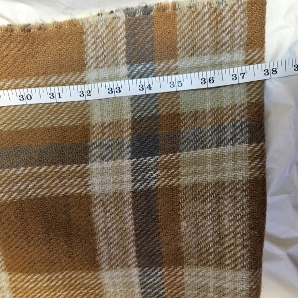 Trendy Beige plaid soft cozycore winter western gingham cottagecore scarf/wrap - Picture 7 of 7